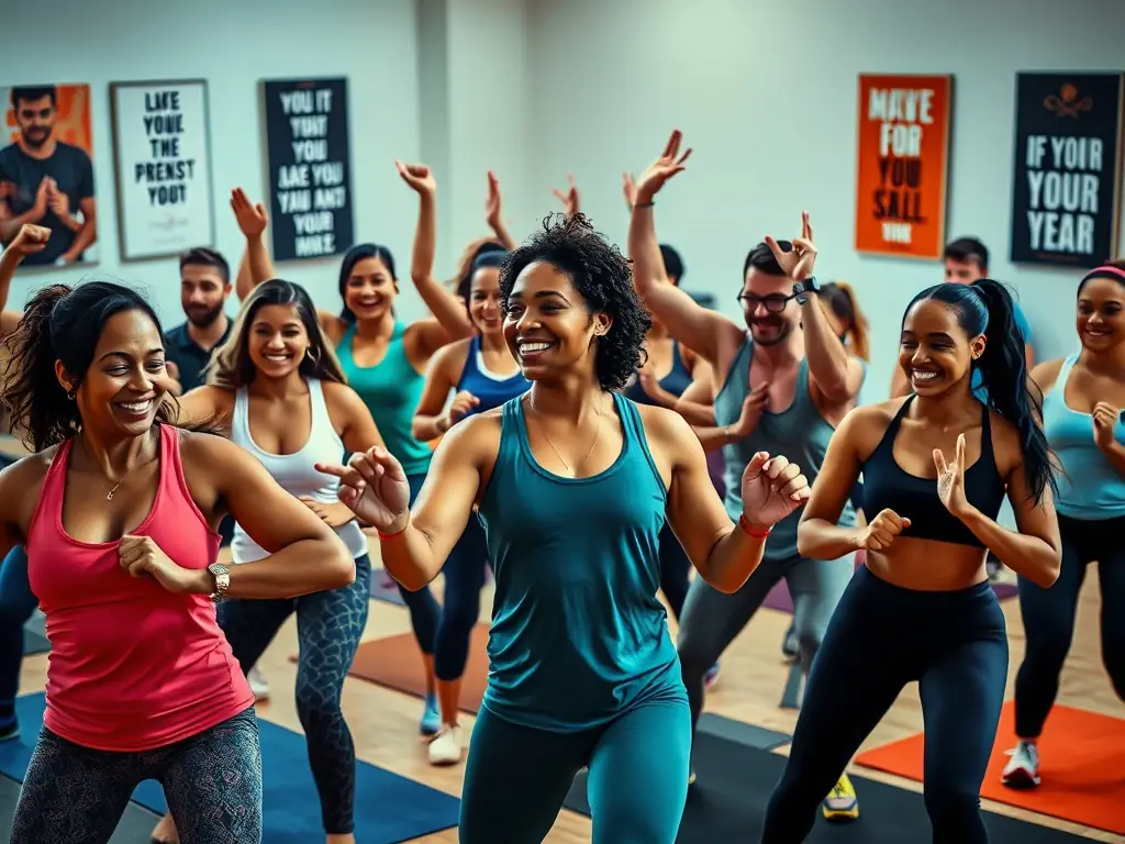 An inspiring image showing adults participating in a community fitness class, emphasizing the importance of health and wellness for all ages.