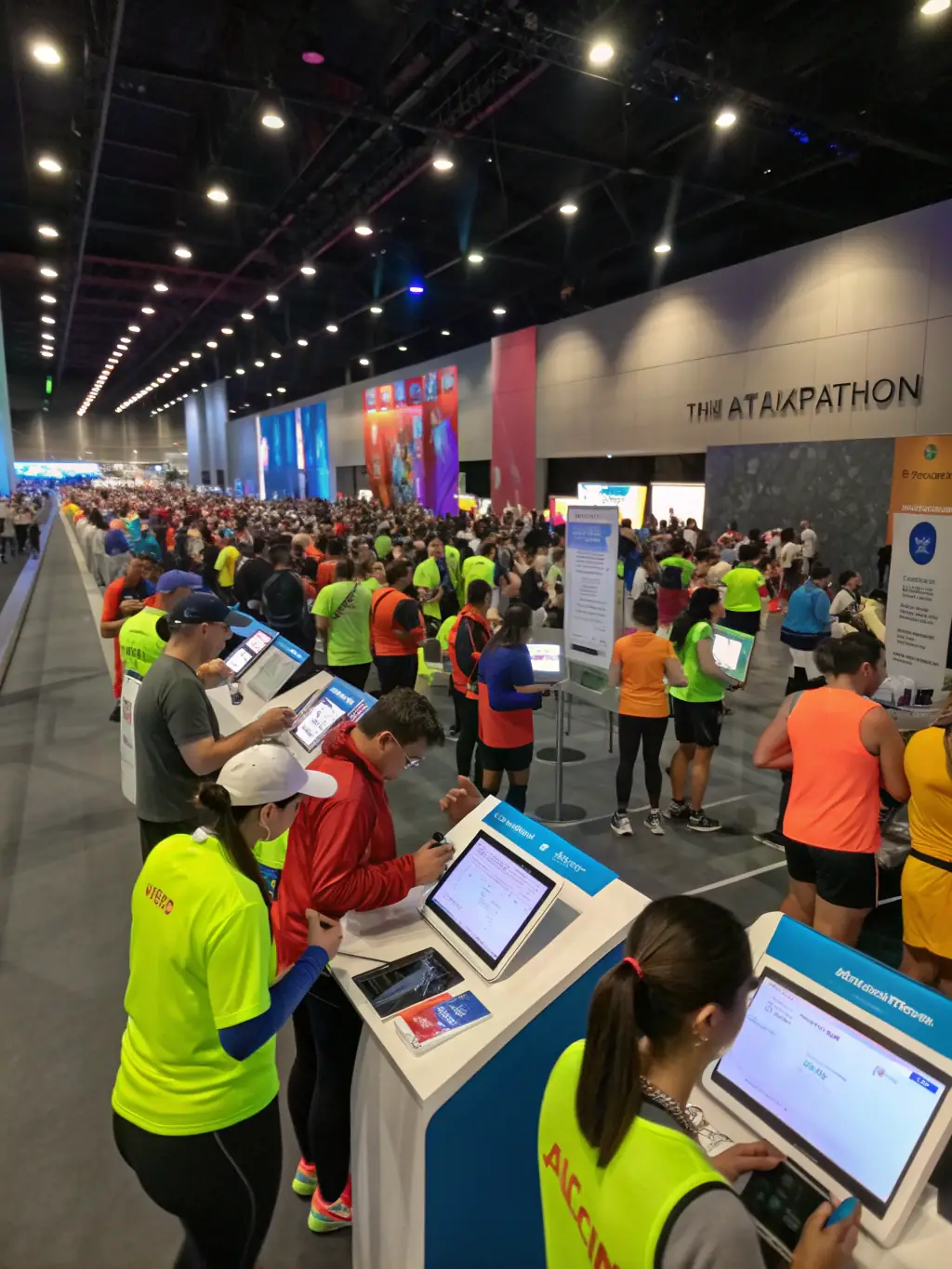 A dynamic image of a local marathon, showcasing runners of all ages and abilities participating, with the CRISMATS (CMS) logo prominently displayed on banners along the route.